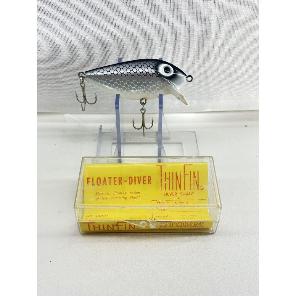 ThinFin Fishing Lure Floater Diver Fish Bait Silver Shad Storm AT1 Vintage